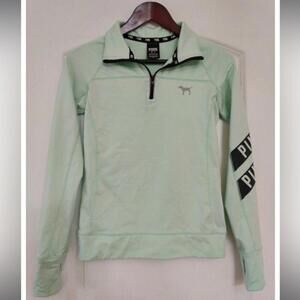 Pink Victoria’s Secret Love Pink 1/4 Zip Long Sleeve Pullover Athletic Top